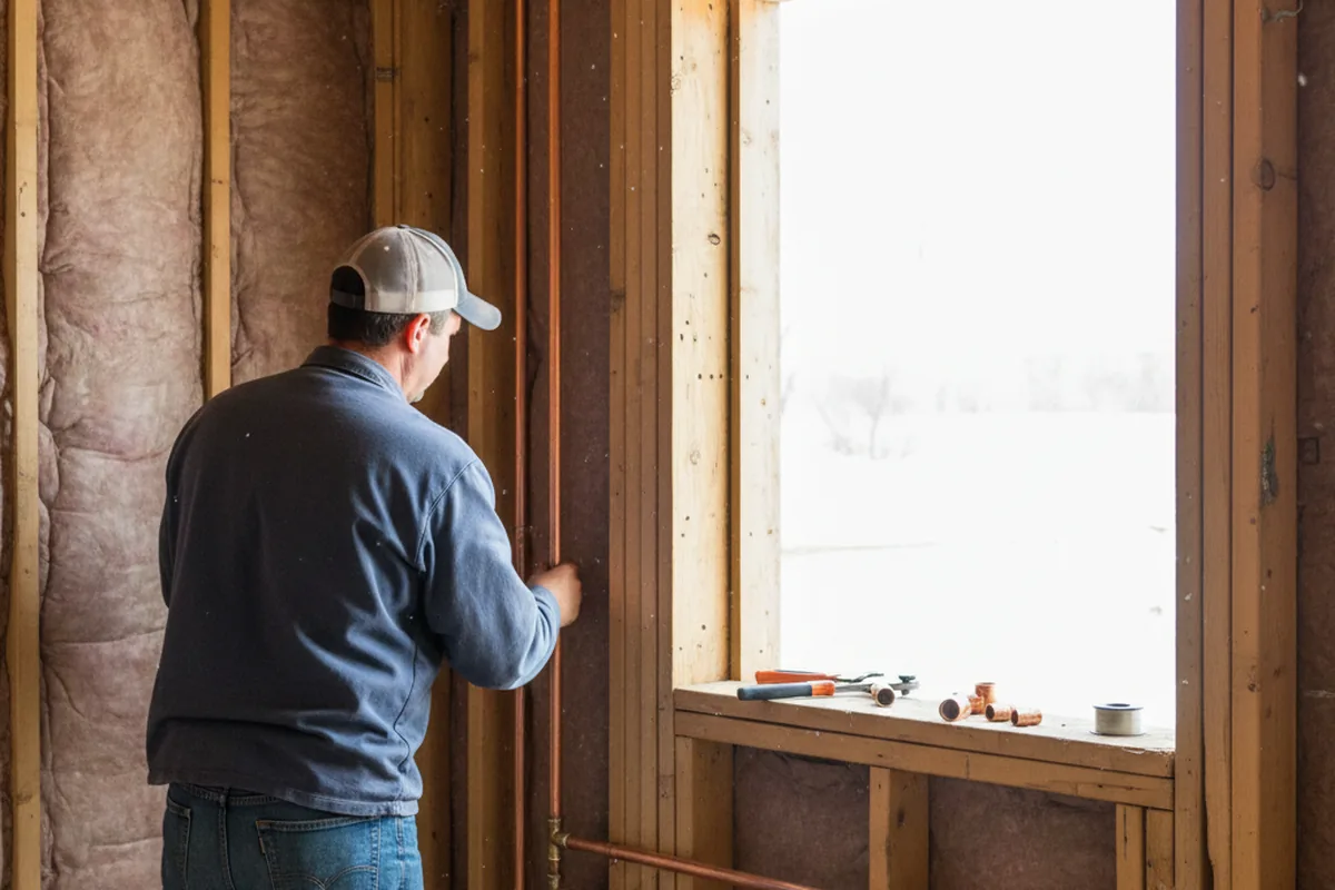 Licensed plumber running new copper supply lines in a Aberdeen Proving Ground home