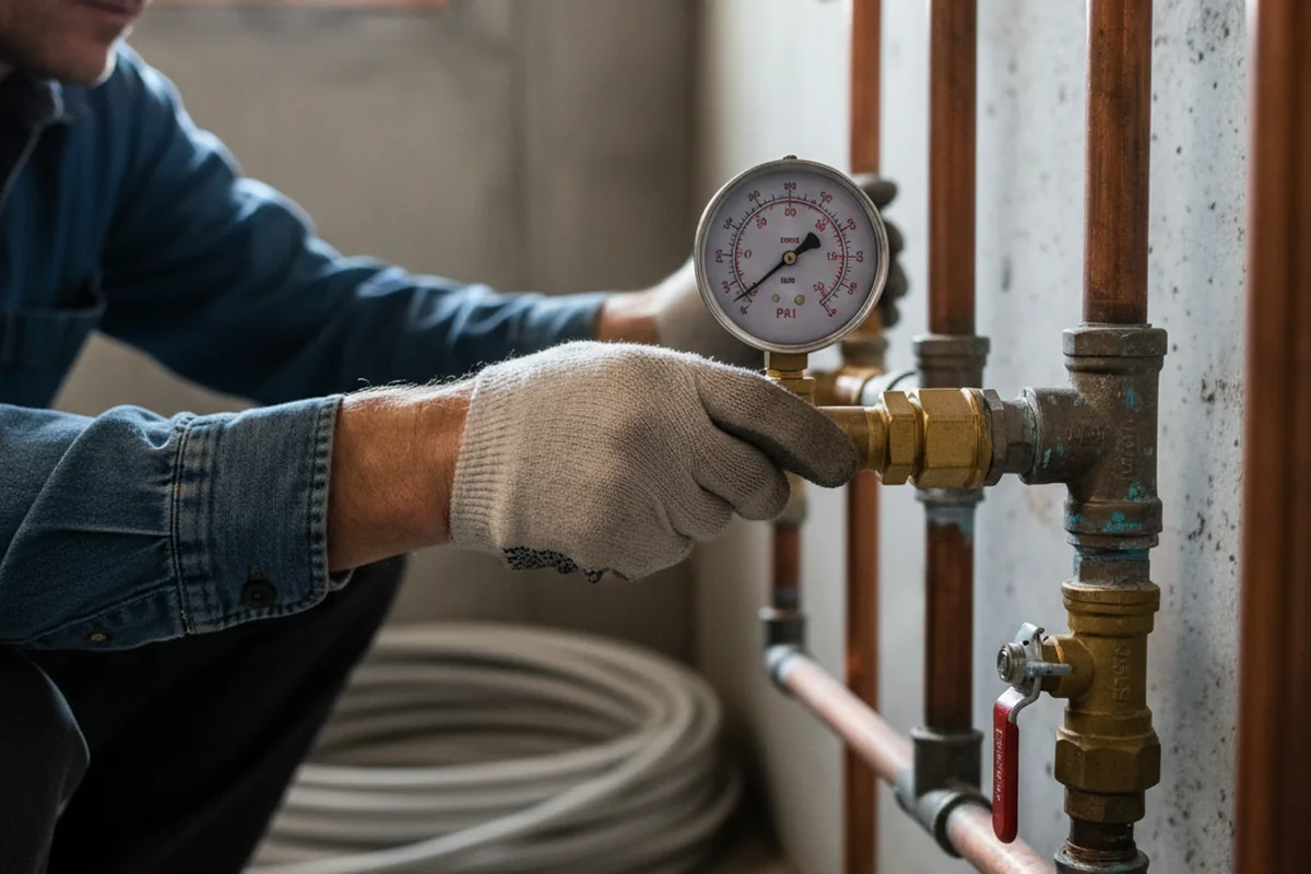 Pressure testing a repaired line during Water Line Repair in Aberdeen Proving Ground